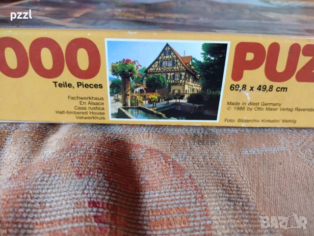 Пъзел "Hal-timbered House” Ravensburger 1986г. 1000 части, снимка 3 - Пъзели - 53695567