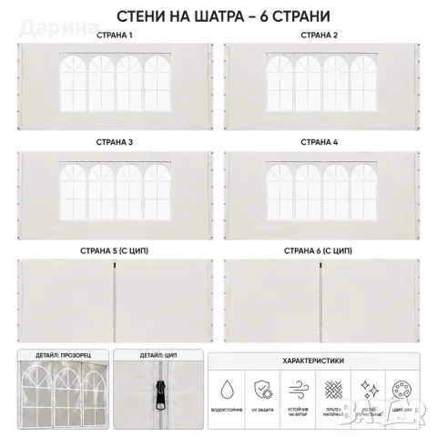 градинска шатра 6/3 метрс 97€, снимка 5 - Градински мебели, декорация  - 56202814