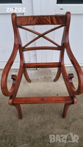 Английско кресло масив махагон, снимка 4 - Дивани и мека мебел - 53245058