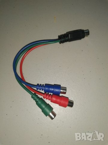 Аудио/ видео кабел - 3.5mm жак с 4 пина (видео букса) <-> 3 чинча, снимка 3 - Части и Платки - 44241426
