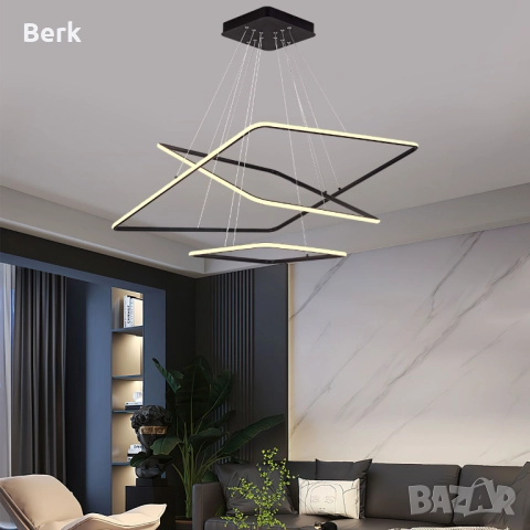 Модерен LED полилей – квадратен корпус, снимка 5 - Полилеи - 52492118