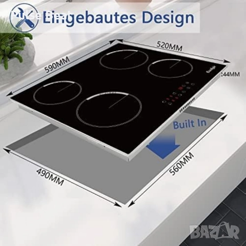 1бр./ Cooksir CSC-D46001-BB – Стъклокерамичен плот за вграждане с 4 зони, таймер и защита за деца, снимка 5 - Котлони - 52405141