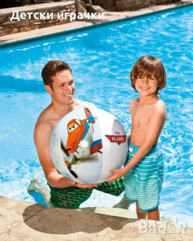 Надуваема топка Planes INTEX, 61 см, PVC, за деца над 3 години, цветна, снимка 1