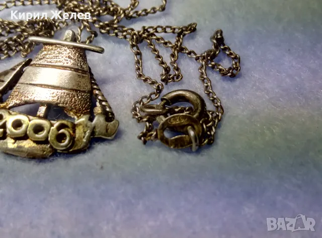 ФИГУРАЛЕН СРЕБЪРЕН ПЕНДАНТ 2006 / Година КОРАБЧЕ с ФИНА СРЕБЪРНА ВЕРИЖКА - СРЕБРО 925 Проба 49955, снимка 7 - Колиета, медальони, синджири - 50191554