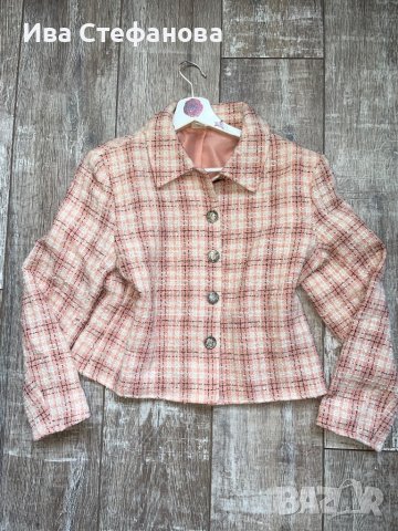 Разкошно  елегантно розово бяло сако букле 