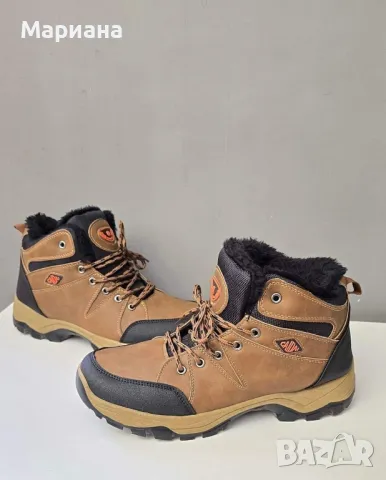 мъжки зимни обувки в кафяво и черно с топъл хастар , снимка 6 - Мъжки боти - 48052725