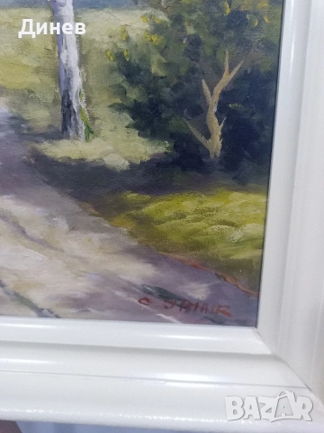 Стара маслена картина "Пейзаж с брези" – 78х59 см | Подписана, снимка 5 - Картини - 53438912