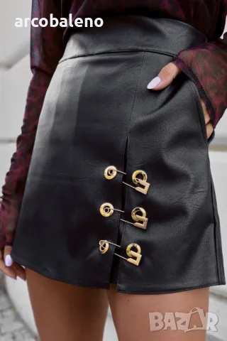 Дамска кожена пола - къси панталони ZOE, 2цвята , снимка 2 - Къси панталони и бермуди - 49471749