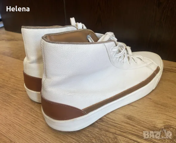 Мъжки високи кецове Zara бели с кафяв Кант размер 44, снимка 4 - Кецове - 56114547