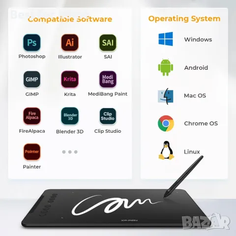 Графичен таблет XP-PEN Deco 01- без писалка, снимка 7 - Таблети - 49876859