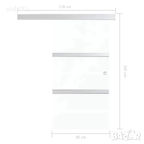 vidaXL Плъзгаща врата с меки стопери, ESG стъкло и алуминий, 90x205 см, снимка 8 - Интериорни врати - 56146504