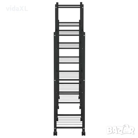 vidaXL Стойка за цветя на колела 83x25x103,5 см черна желязо, снимка 4 - Саксии и кашпи - 56147155