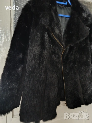 Късо кожено палто/яке естествен косъм с цип М/S УНИСЕКС, снимка 6 - Якета - 53258469