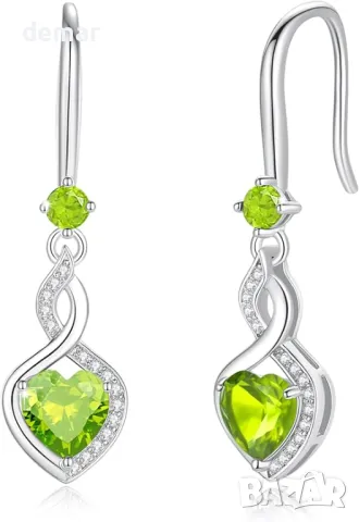 FANCIME Heart Infinity Висящи капкови обеци 925 стерлингово сребро, скъпоценен камък сърце, снимка 1