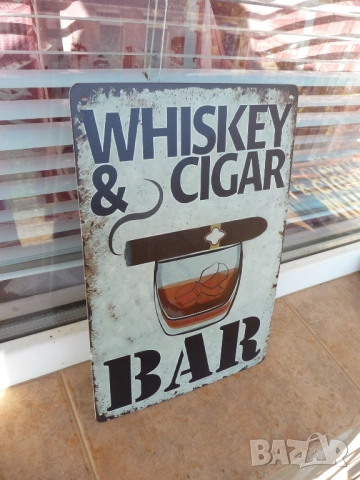 Метална табела уиски пури бар чаши лед барче извита чаша уют приятели среща банкет сватба събиране а, снимка 2 - Декорация за дома - 52185568