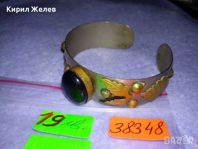 ВЕЛИКОЛЕПНА СКЪПОЦЕННА СРЕБРИСТА РЕТРО ГРИВНА от БРОНЗ и МЕД с ШЛИФАВАН РЪЧНО ЧЕРЕН ОНИКС 38348, снимка 11 - Антикварни и старинни предмети - 41265552