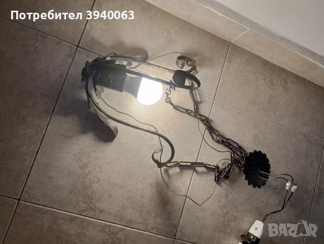 Стар полилей от ковано желязо еденичен колекция, снимка 6 - Лампи за таван - 43952225