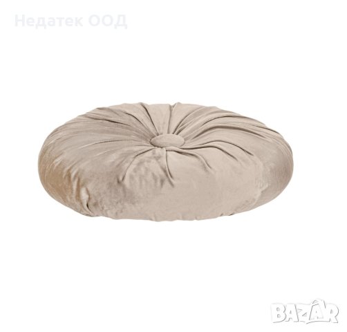 Декоративна възглавница, Кадифена, Кръгла, 40x10см, Бежева, снимка 2 - Възглавници - 41018175