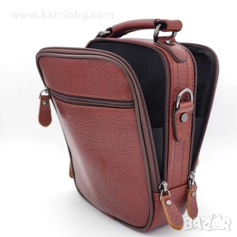 Подарък за мъж – комплект чанта и портфейл от естествена кожа в светло кафяво, снимка 2 - Подаръци за мъже - 52414563