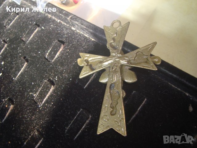 СТАР БРОНЗОВ ФЛОРАЛНО ОРНАМЕНТИРАН ГОЛЯМ НАГРЪДЕН КРЪСТ РЯДКА КРАСИВА ИЗРАБОТКА 24894, снимка 7 - Антикварни и старинни предмети - 34561183