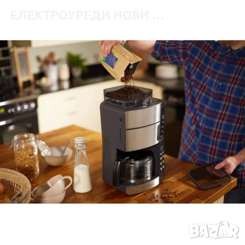 Кафемашина Russell Hobbs 25610-56 Grind & Brew, чучур 1,25 литра, сребриста, снимка 3 - Кафемашини - 50998256