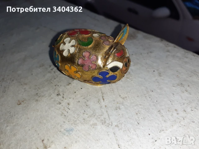 Прасенце миниатюра клоазоне бронз клетъчен емайл, снимка 6 - Антикварни и старинни предмети - 51043847