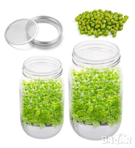 ШирокоГърло Филтърна Мрежа Цедка за Буркан Капачка за Покълване на Семена Кълнове Неръждаема Стомана, снимка 10 - Сортови семена и луковици - 53284104