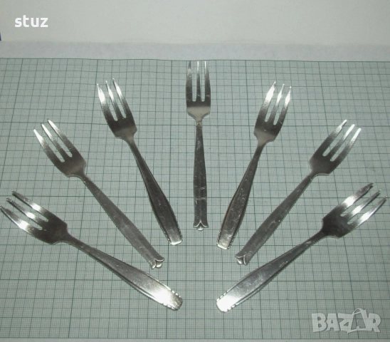 Малки десертни вилички, посребрени, сет 7 бр., снимка 3 - Прибори за хранене, готвене и сервиране - 52238109