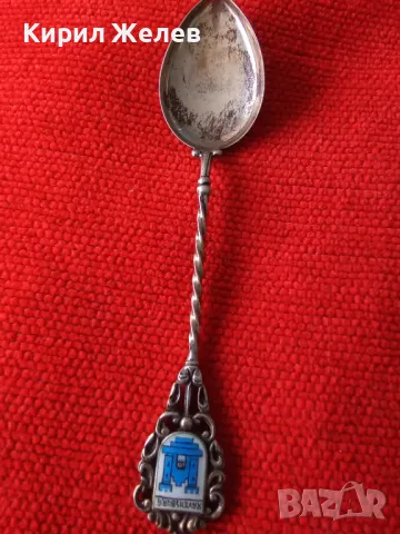 RAVENSBURG СТАРА НЕМСКА КОЛЕКЦИОНЕРСКА ЕМАЙЛИРАНА СРЕБЪРНА ЛЪЖИЧКА За КАФЕ СРЕБРО 800 ПРОБА 42987, снимка 16 - Колекции - 44376342