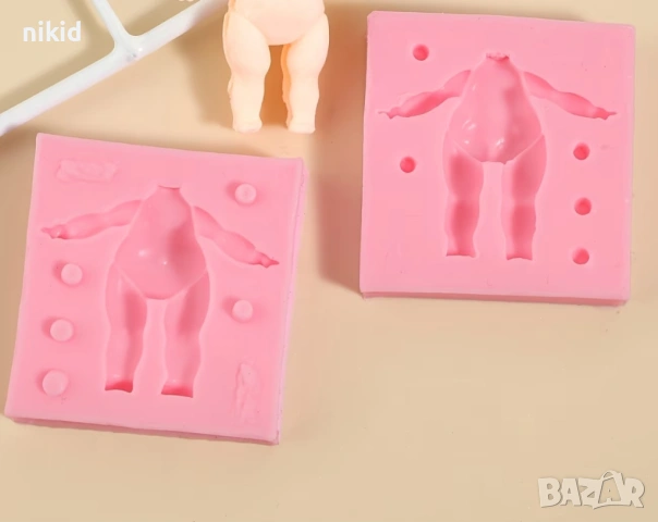 3D Детско тяло дете бебе 2 части силиконов молд форма фондан гипс смола, снимка 5 - Форми - 37336011