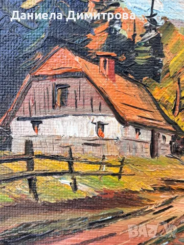 Живописна картина - планински пейзаж, снимка 2 - Картини - 56121324