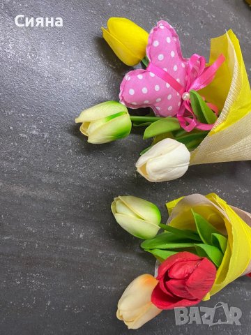 Букети с лалета, снимка 2 - Изкуствени цветя - 44180940