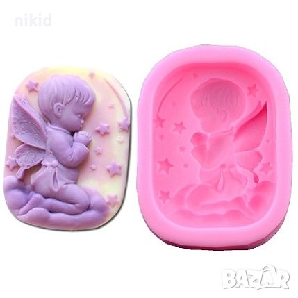 момче ляв молещ ангел калъп силиконов молд форма кръщене украса фондан торта сапун гипс шоколад, снимка 5 - Форми - 17583025
