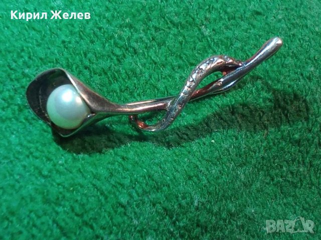 АР НУВО ПЕРЛЕНА СРЕБЪРНА БРОШКА СРЕБРО 925 с БЯЛА ПОЗЛАТА и ЕСТЕСТВЕНА БЯЛА ПЕРЛА РЪЧНА РАБОТА 43322, снимка 16 - Антикварни и старинни предмети - 44692766