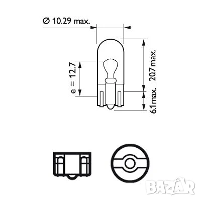 Крушка PHILIPS W5W 24V 5W W2,1x9,5D T10 №13961CP, снимка 2 - Аксесоари и консумативи - 51167953
