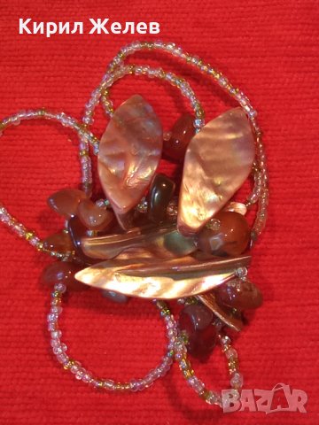 СКЪПОЦЕННА АРТ ОГЪРЛИЦА КАРНЕОЛ и КРАЛСКИ СЕДЕФ и МЪНИСТА РЪЧНА ХУДОЖЕСТВЕНА ИЗРАБОТКА 27087, снимка 3 - Колиета, медальони, синджири - 35119841