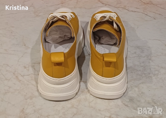 Обувки от естествена кожа в патешко жълто, снимка 6 - Дамски ежедневни обувки - 51725902