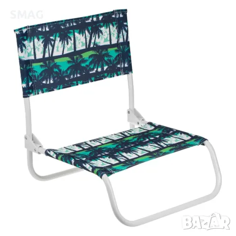 Бял сгъваем плажен стол с палми 45x41x50 см S_1248777