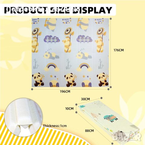 3886ПАНДИ И СЪРНИЧКИ   Двулицево детско килимче, снимка 10 - Други - 41642904