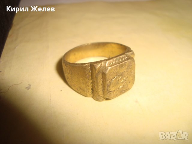 СТАР ПОЗЛАТЕН БРОНЗОВ ПРЪСТЕН ОРНАМЕНТИРАН РЪЧНО МАЙСТОРСКА АРТ ДЕКО СТИЛ ИЗРАБОТКА МАСИВЕН 21892, снимка 7 - Антикварни и старинни предмети - 33962674