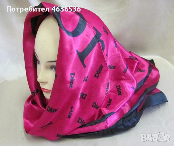 Дамски шал DIOR 100% коприна , 95х95см., снимка 6 - Шалове - 53322709