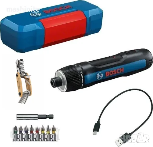 Акумулаторна отвертка Bosch GO с USB кабел и накрайници