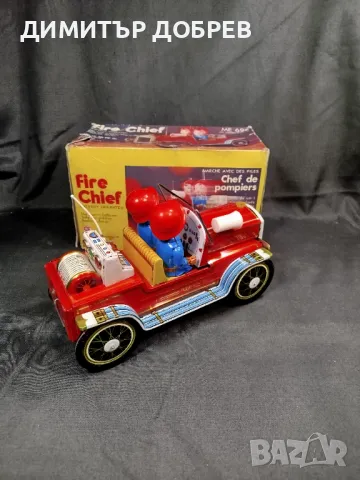 СТАРА РЕТРО СОЦ КИТАЙ ЛАМАРИНЕНА ИГРАЧКА ПОЖАРНА КОЛА, снимка 5 - Антикварни и старинни предмети - 49063120