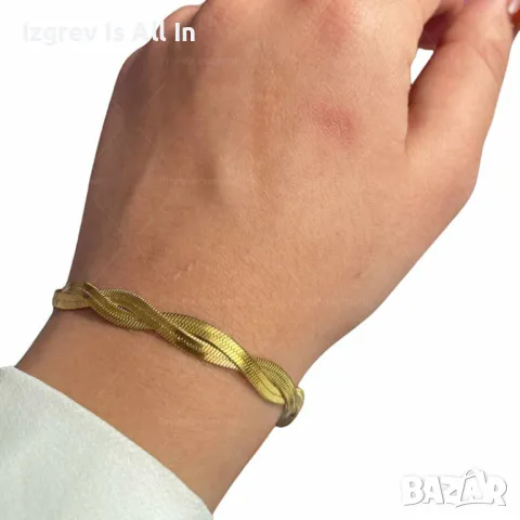Дамска гривна, усукана плетка с 2 нишки тип рибена кост, снимка 1
