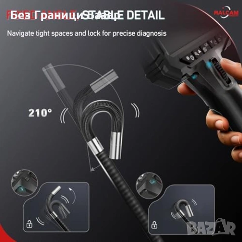 Нов Бороскоп камера 5" IPS 8x Zoom 4400mAh 210° за двигател инспекция, снимка 4 - Друга електроника - 53824771