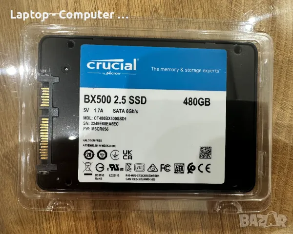 Чисто ново SSD Crucial BX500 480GB, снимка 2 - Твърди дискове - 48453786