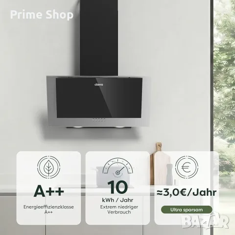 Наклонен стенен абсорбатор CIARRA CBCB6736C, 60см, 370m³/h, Клас A++, функция за рециркулация , снимка 7 - Абсорбатори - 55933791