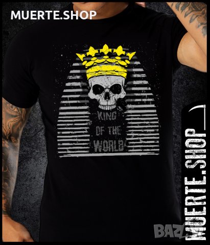 Черна тениска с щампа KING OF THE WORLD