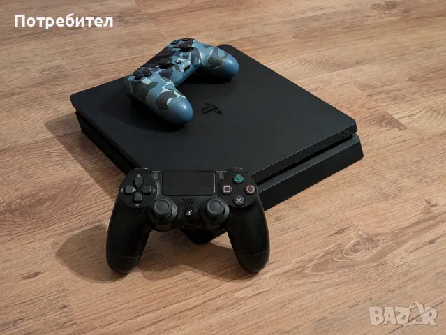 Sony PlayStation 4 Slim 1TB + 2 Джойстика + 2 Игри (God of War) /(infamous second son)