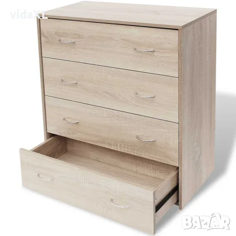 vidaXL Сайдборд с 4 чекмеджета, 60 x 30,5 x 71 см, цвят дъб, снимка 1 - Бюфети - 56146442